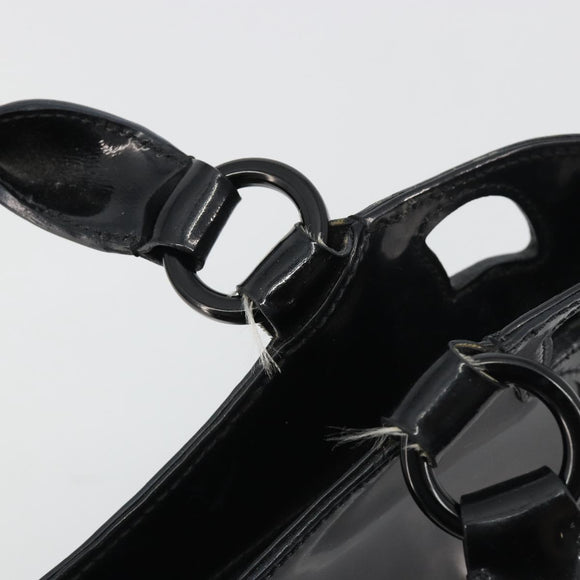 CARTIER Marcello Hand Bag Patent Leather Black Silver Auth 190805
