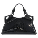 CARTIER Marcello Hand Bag Patent Leather Black Silver Auth 190805-2