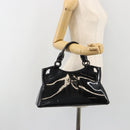 CARTIER Marcello Hand Bag Patent Leather Black Silver Auth 190805-24