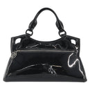 CARTIER Marcello Hand Bag Patent Leather Black Silver Auth 190805-3