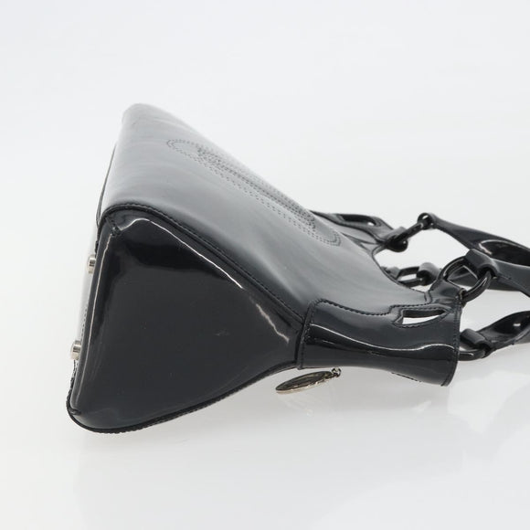 CARTIER Marcello Hand Bag Patent Leather Black Silver Auth 190805
