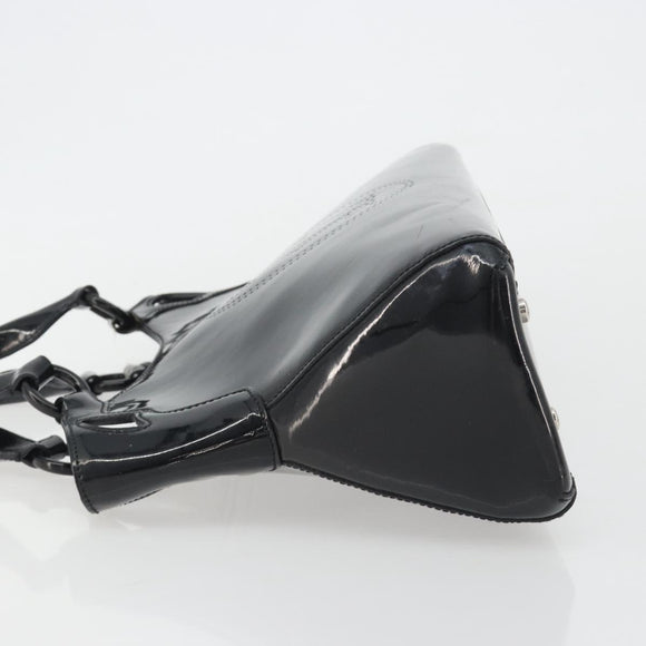 CARTIER Marcello Hand Bag Patent Leather Black Silver Auth 190805