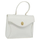 Christian Dior Hand Bag Leather White Gold Auth 190806-1