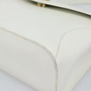 Christian Dior Hand Bag Leather White Gold Auth 190806-8