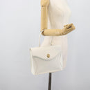 Christian Dior Hand Bag Leather White Gold Auth 190806-22