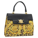 Gianni Versace Hand Bag PVC Canvas Yellow Gold Auth 190811-1