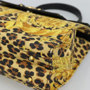 Gianni Versace Hand Bag PVC Canvas Yellow Gold Auth 190811-8