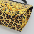 Gianni Versace Hand Bag PVC Canvas Yellow Gold Auth 190811-16