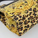 Gianni Versace Hand Bag PVC Canvas Yellow Gold Auth 190811-17