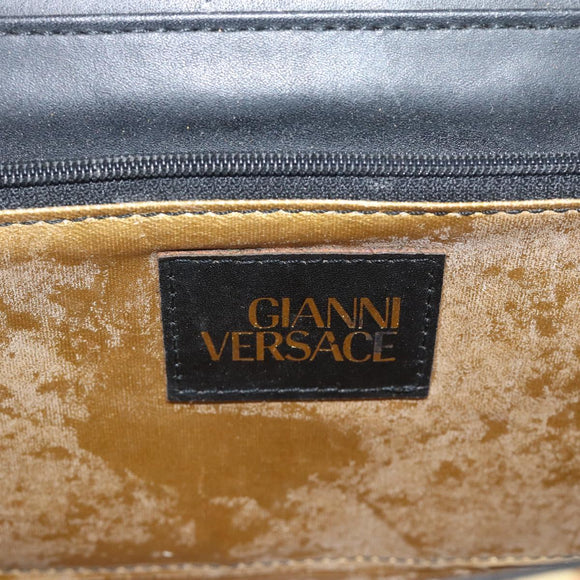 Gianni Versace Hand Bag PVC Canvas Yellow Gold Auth 190811