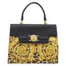 Gianni Versace Hand Bag PVC Canvas Yellow Gold Auth 190811-13