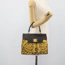 Gianni Versace Hand Bag PVC Canvas Yellow Gold Auth 190811-23