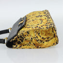 Gianni Versace Hand Bag PVC Canvas Yellow Gold Auth 190811-3