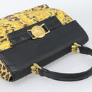 Gianni Versace Hand Bag PVC Canvas Yellow Gold Auth 190811-6