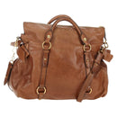 Miu Miu Hand Bag Leather 2way Brown Gold Auth 190812SAM-1