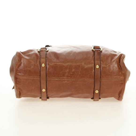 Miu Miu Hand Bag Leather 2way Brown Gold Auth 190812SAM