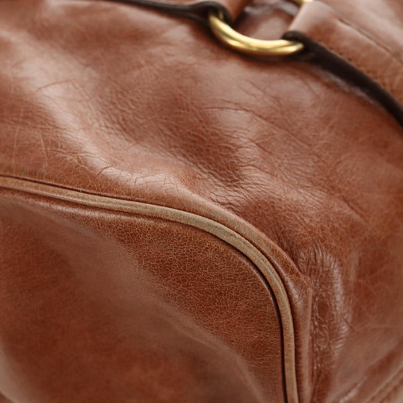 Miu Miu Hand Bag Leather 2way Brown Gold Auth 190812SAM