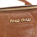 Miu Miu Hand Bag Leather 2way Brown Gold Auth 190812SAM-17