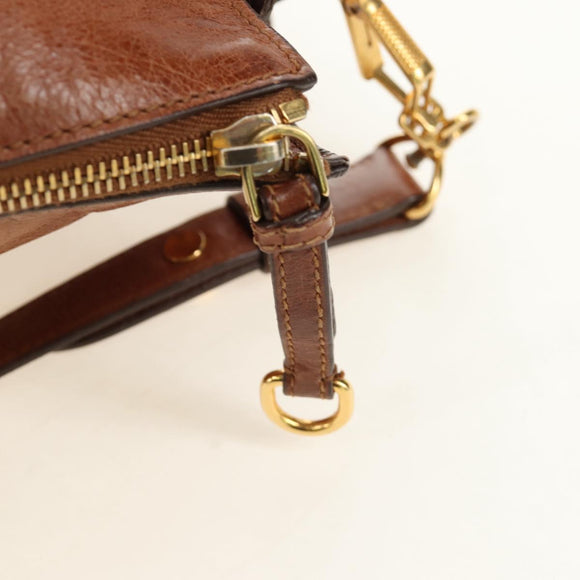 Miu Miu Hand Bag Leather 2way Brown Gold Auth 190812SAM