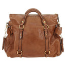 Miu Miu Hand Bag Leather 2way Brown Gold Auth 190812SAM-2