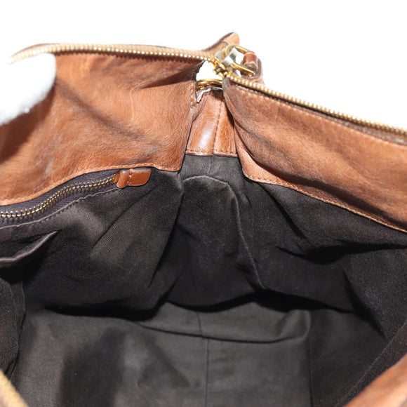 Miu Miu Hand Bag Leather 2way Brown Gold Auth 190812SAM