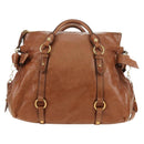 Miu Miu Hand Bag Leather 2way Brown Gold Auth 190812SAM-3