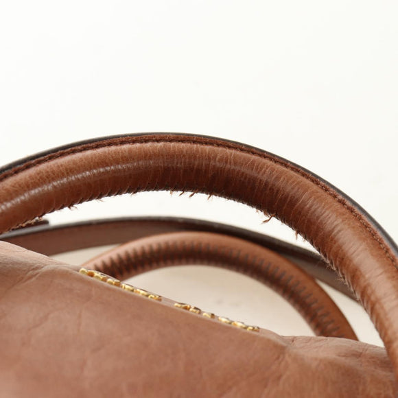 Miu Miu Hand Bag Leather 2way Brown Gold Auth 190812SAM