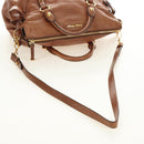 Miu Miu Hand Bag Leather 2way Brown Gold Auth 190812SAM-9