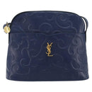 SAINT LAURENT Arabesque Pattern Shoulder Bag Leather Black Gold Auth 190813A-13