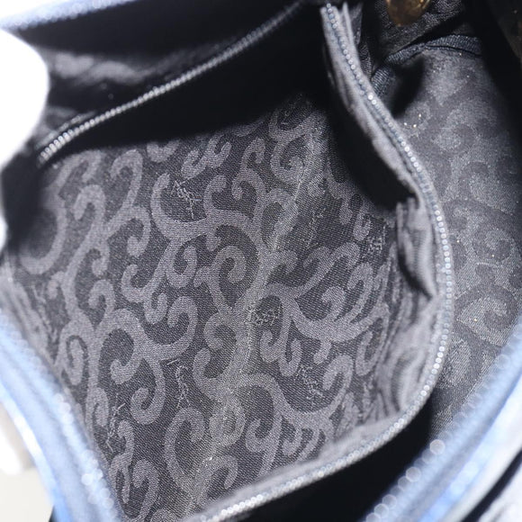 SAINT LAURENT Arabesque Pattern Shoulder Bag Leather Black Gold Auth 190813A