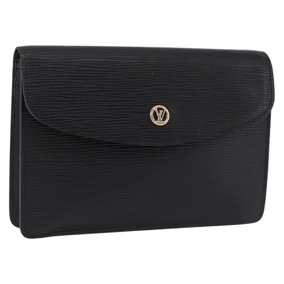 LOUIS VUITTON Epi Montaigne 23 Clutch Bag Black M52662 LV Auth 190815