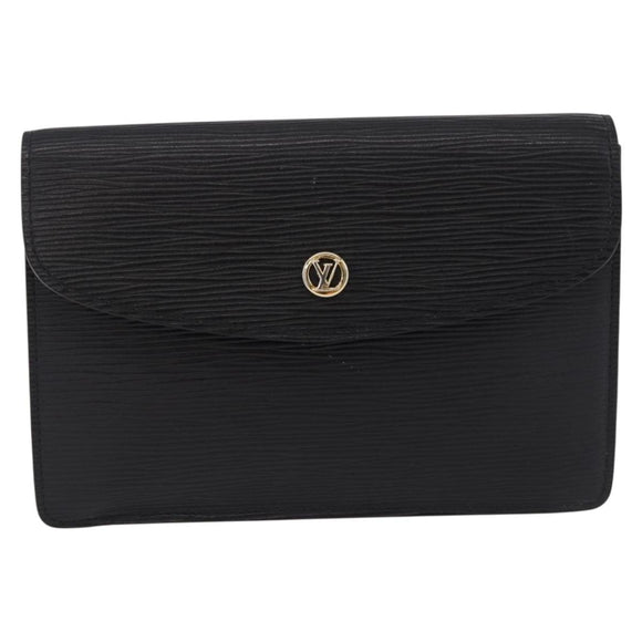 LOUIS VUITTON Epi Montaigne 23 Clutch Bag Black M52662 LV Auth 190815