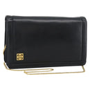 GIVENCHY Chain Shoulder Bag Leather Black Gold Auth 190822A-1