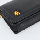 GIVENCHY Chain Shoulder Bag Leather Black Gold Auth 190822A-11