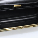 GIVENCHY Chain Shoulder Bag Leather Black Gold Auth 190822A-17