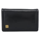 GIVENCHY Chain Shoulder Bag Leather Black Gold Auth 190822A-2