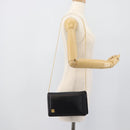 GIVENCHY Chain Shoulder Bag Leather Black Gold Auth 190822A-24