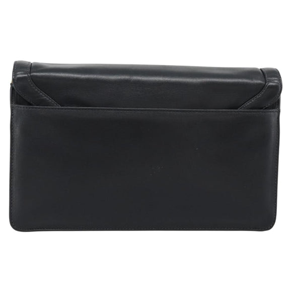GIVENCHY Chain Shoulder Bag Leather Black Gold Auth 190822A