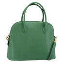 CELINE Hand Bag Leather 2way Green Gold Auth 190825A-1