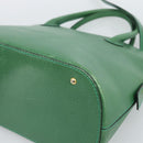 CELINE Hand Bag Leather 2way Green Gold Auth 190825A-12