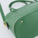CELINE Hand Bag Leather 2way Green Gold Auth 190825A-13