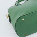 CELINE Hand Bag Leather 2way Green Gold Auth 190825A-15