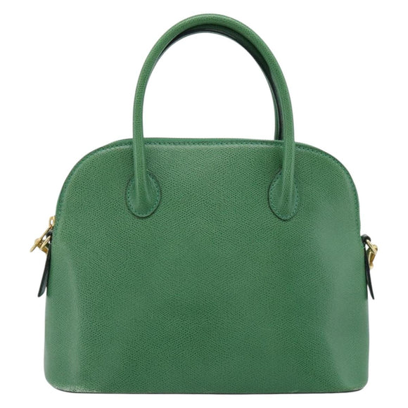 CELINE Hand Bag Leather 2way Green Gold Auth 190825A