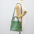 CELINE Hand Bag Leather 2way Green Gold Auth 190825A-24