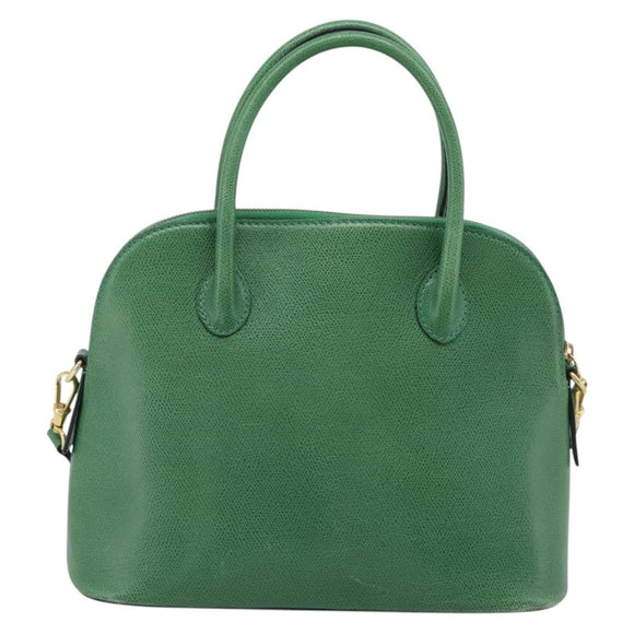 CELINE Hand Bag Leather 2way Green Gold Auth 190825A
