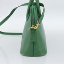 CELINE Hand Bag Leather 2way Green Gold Auth 190825A-4