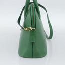 CELINE Hand Bag Leather 2way Green Gold Auth 190825A-5