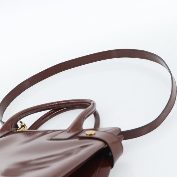 GUCCI Tote Bag Patent Leather 2way Bordeaux Gold 000 1669 0503 Auth 190826