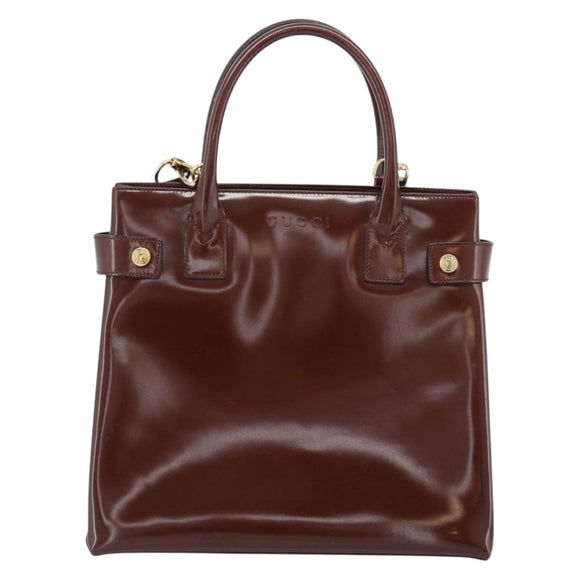 GUCCI Tote Bag Patent Leather 2way Bordeaux Gold 000 1669 0503 Auth 190826