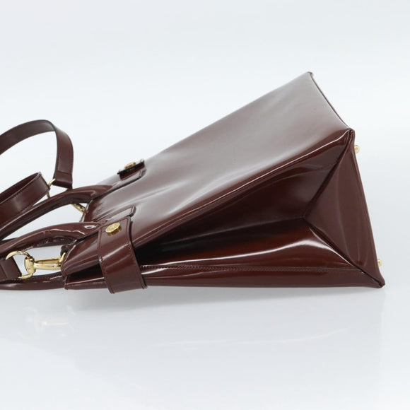 GUCCI Tote Bag Patent Leather 2way Bordeaux Gold 000 1669 0503 Auth 190826